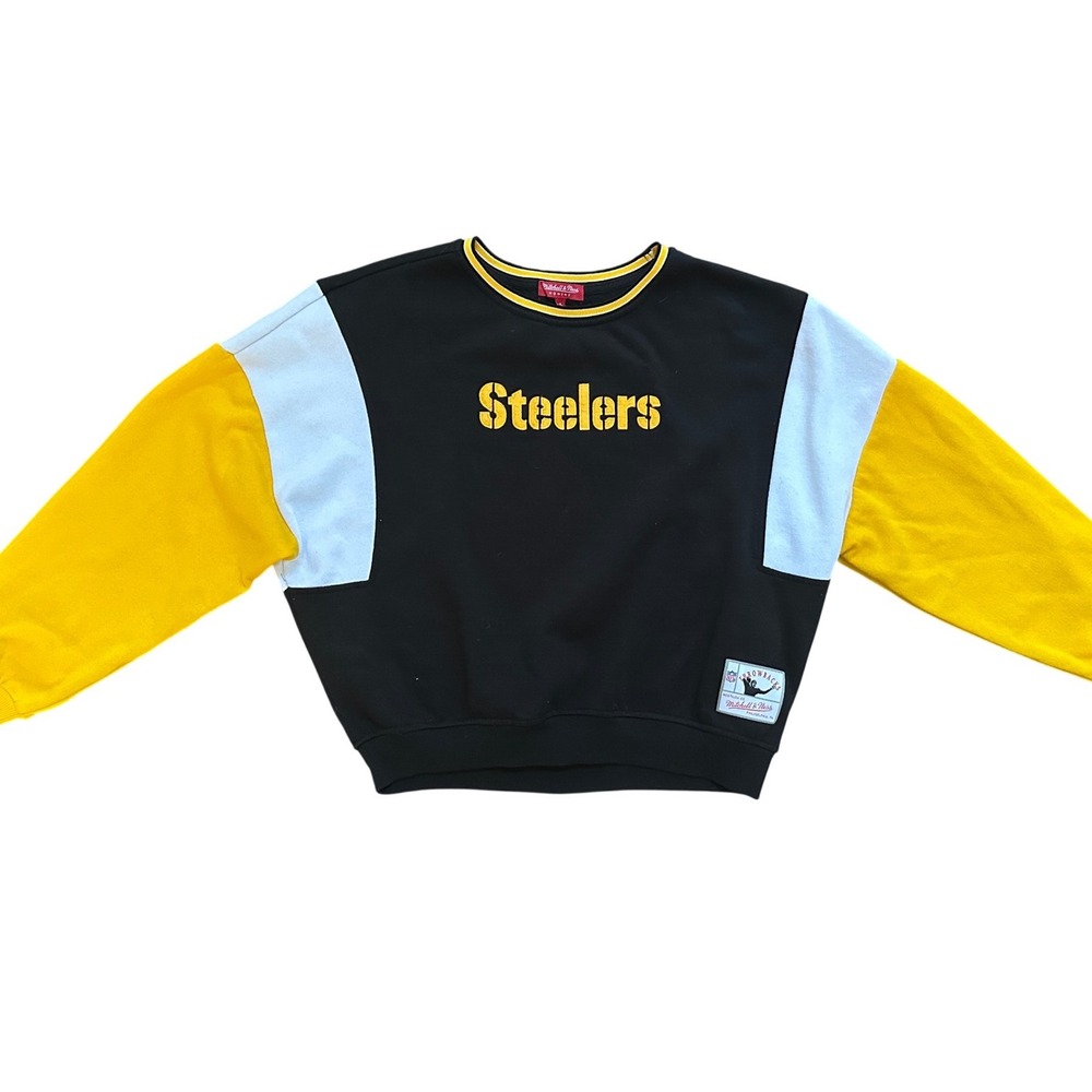 Mitchell & Ness Pittsburg Steelers Throwback Croppe Crewneck Sweatshirt Sz Small